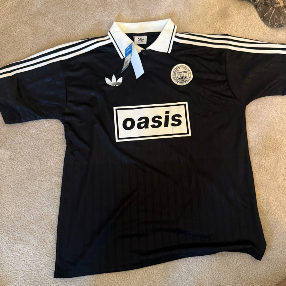 Oasis 2025 x Adidas Black and Cream Jersey with Tag